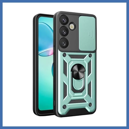 Evçem Samsung Galaxy S25 FE Uyumlu Pars Lens Yüzüklü Silikon - Yeşil EVCEM