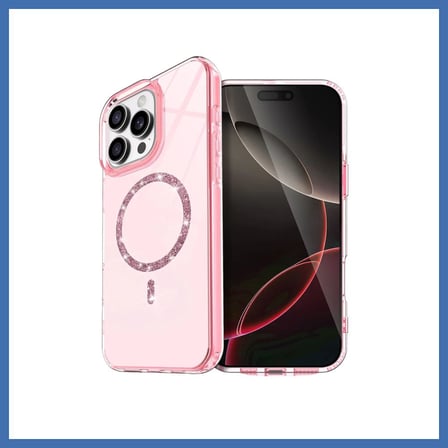 Evçem iPhone 15 Pro Max Uyumlu Live Diamond Magsafe Kapak - Pembe EVCEM