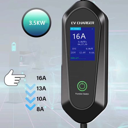 EV CHARGER 3,5 kW 5 Metre Taşınabilir Elektrikli Araç Şarj Cihazı