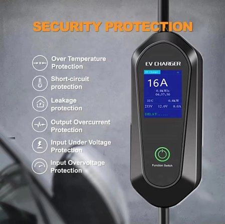 EV CHARGER 3,5 kW 5 Metre Taşınabilir Elektrikli Araç Şarj Cihazı