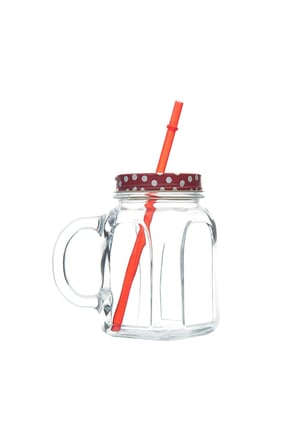 1073861 Pipetli Kulplu Bardak - Kırmızı/450 Cc