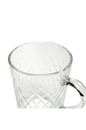 Paşabahçe 55723 ruby kulplu cam kupa - 6 lı çay fincanı