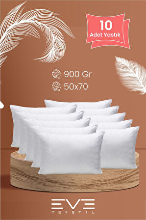 10 Adet Pollycotton Kılıflı Silikon Yastık 50 X 70 cm 900 gr