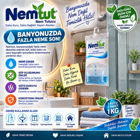 Rutubet Giderici Nem Emici Koku Küf Ve Korozyon Önleyici 1 Kutu 2 Paket 1 Kgv