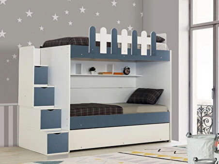 EVİMŞAH IRMAK 3 LÜ 90 * 190 BEYAZ / A.GRİ YAVRULU RANZA