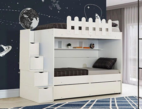 EVİMŞAH IRMAK 3 LÜ 90 * 190 BEYAZ / BEYAZ YAVRULU RANZA