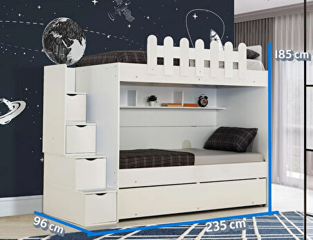 EVİMŞAH IRMAK 3 LÜ 90 * 190 BEYAZ / BEYAZ YAVRULU RANZA
