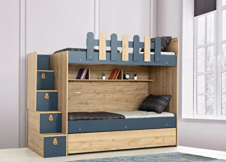 EVİMŞAH IRMAK 3 LÜ 90 * 190 KULPLU CEVİZ / A.GRİ YAVRULU RANZA