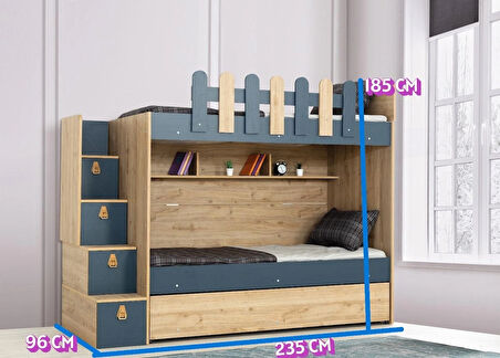 EVİMŞAH IRMAK 3 LÜ 90 * 190 KULPLU CEVİZ / A.GRİ YAVRULU RANZA