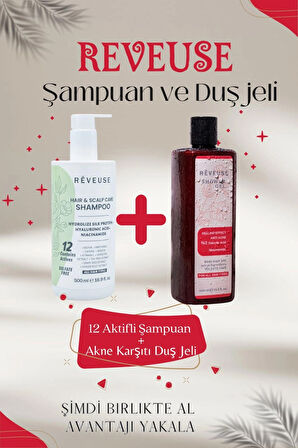 Kolajen Keratin Saç Dökülmesine Karşı Şampuan & Peeling Etki Akne Karşıtı B3 Vitamin Duş Jeli Ikili