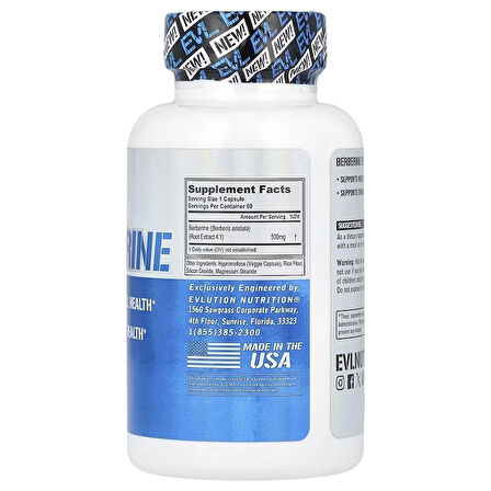 Evlution Nutrition Berberine Supports Heart Health & Overall Health Weight Management 500 mg 60 Veggie Caps