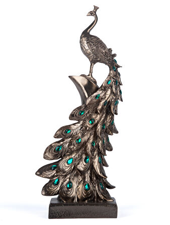 Tavus Kuşu Bronz, Yeşil Taşlı (51 Cm)