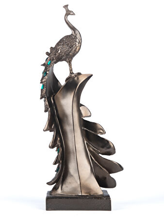 Tavus Kuşu Bronz, Yeşil Taşlı (51 Cm)