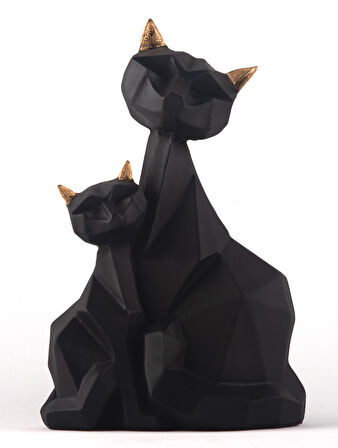 Modern Kübik Kedi Siyah Biblo
