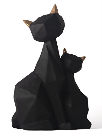 Modern Kübik Kedi Siyah Biblo