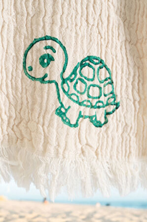 Varol Organik %100 Pamuk Müslin Çocuk Panço - Kaplu