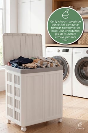 100 Litre Çamaşır Sepeti Tekerlekli Katlanabilir Kirli Sepeti Organizer Büyük Boy Yer Kaplamaz