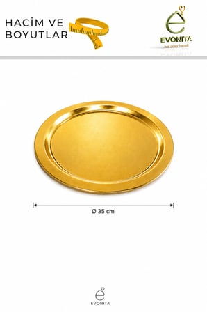 4'lü Gold Sunum Tepsisi Seti | Altın Renk Yuvarlak Pasta, Kurabiye ve İkramlık Servis Tepsisi