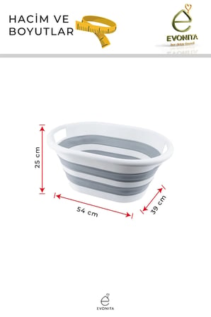 Katlanabilir Çamaşır Leğeni 25 Lt Akordiyon Sepet Yer Kaplamaz Katlanır Banyo Organizer