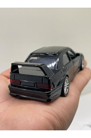 Mercedes Benz 190E Evo Siyah Metalik Metal Çek Bırak Işıklı Sesli  Diest Car 1:36 Ölçek Oyuncak