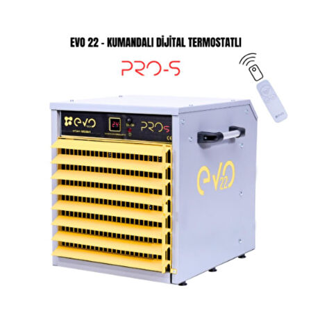 Evo22 PROs - 22 kw Kumandalı ve Dijital Endüstriyel Elektrikli Fanlı Isıtıcı