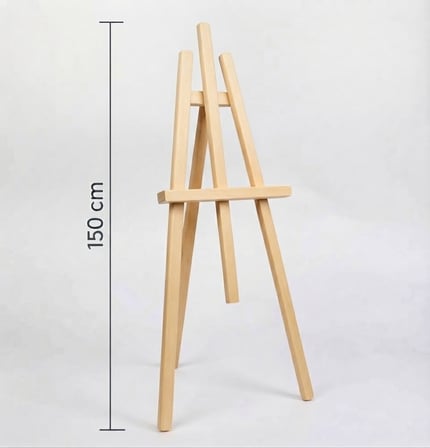 Ahşap Şövale Sergileme Standı (150 Cm) - Doğal Ahşap Rengi