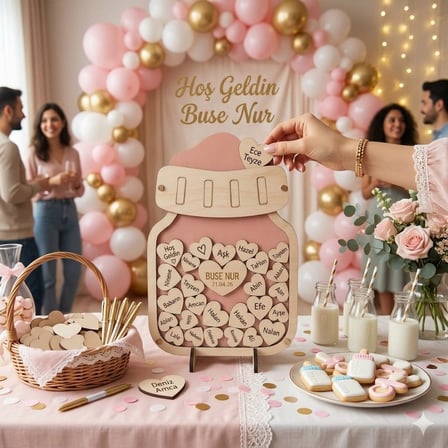 Pembe Biberon MDF Pleksi Bebek Anı Kutusu | Şövaleli Hatıra Çerçevesi