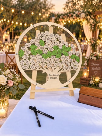 Kişiye Özel Akçaağaç Ahşap Hayat Ağacı Yuvarlak Anı Kutusu (50cm)
