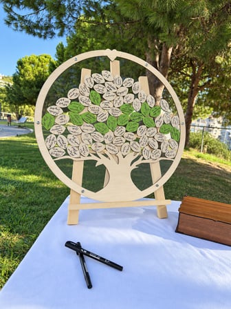 Kişiye Özel Akçaağaç Ahşap Hayat Ağacı Yuvarlak Anı Kutusu (50cm)