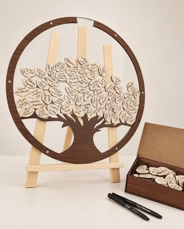 Kişiye Özel Ceviz Ahşap Hayat Ağacı Yuvarlak Anı Kutusu (50cm)