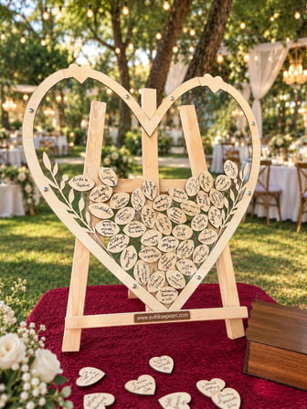 Kişiye Özel Akçaağaç Dal Desenli Kalp Anı Kutusu (58cm) (İçi Açık Tasarım)