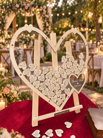 Kişiye Özel Akçaağaç İç içe Kalp Anı Kutusu (50cm) (İçi Açık Tasarım)