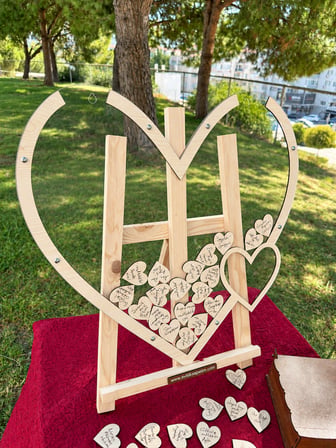 Kişiye Özel Akçaağaç İç içe Kalp Anı Kutusu (50cm) (İçi Açık Tasarım)