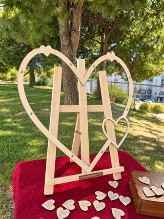 Kişiye Özel Akçaağaç İç içe Kalp Anı Kutusu (50cm) (İçi Açık Tasarım)
