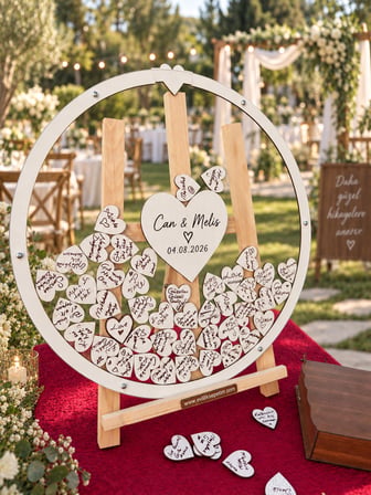 Kişiye Özel Beyaz Yuvarlak Anı Kutusu (50cm) (İçi Kalp İsimlikli)