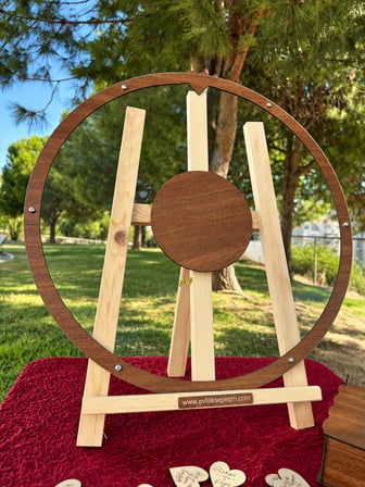 Kişiye Özel Ceviz Yuvarlak Anı Kutusu (50cm) (İçi Yuvarlak İsimlikli)