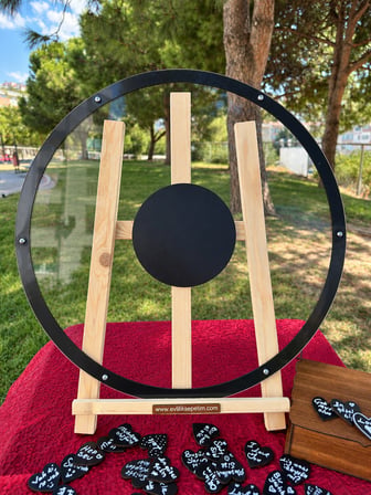 Kişiye Özel Siyah Yuvarlak Anı Kutusu (50cm) (İçi Yuvarlak İsimlikli)