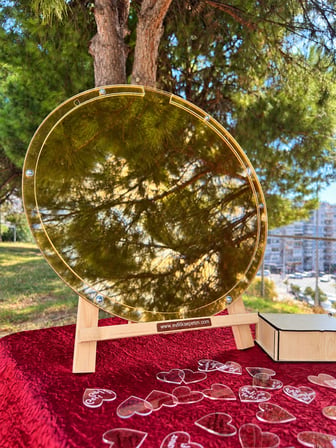 Kişiye Özel Full Altın Pleksi Yuvarlak Anı Kutusu (50cm)