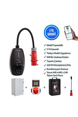 22KW V3 Türkçe Mobil Uygulama 5 Yıl Garanti, (400x600x240mm) Pano, Tekli Pano,Çanta ve 220V Adaptör