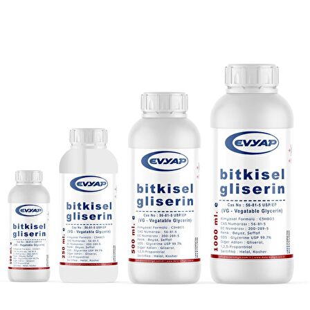 EVYAP Bitkisel Gliserin | %99.7 Saflık | Gıda Tipi Yenilebilir | 1 Litre