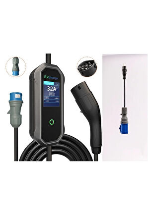 Elektrikli Araç Taşınabilir Şarj Istasyonu 7,4 Kw 32a Tip-2 3x32a 5 Mt Tip2(MOBİL UYGULAMA)