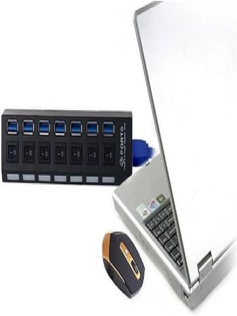 Gabble GB-701A 7 Port USB 3.0 Hub Anahtarlı Siyah