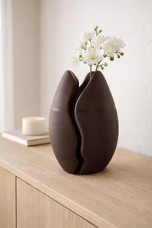 Electrowood Kahve Çekirdeği Dekoratif Vazo 20 cm Kahverengi PLA