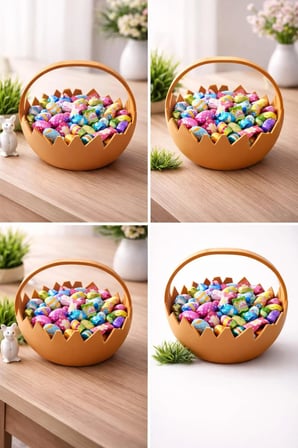 Electrowood Kırık Yumurta Şekerlik 3D Baskı Dekoratif Sunumluk Kahverengi 22 cm