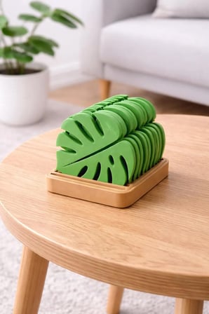 Electrowood Monstera Yaprak Bardak Altlığı 3D Baskı 6'lı Set