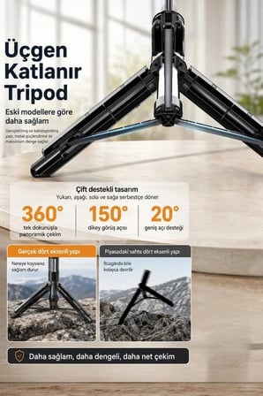 Premium Seyahat Sosyal Mobil Tripod Q07 Siyah