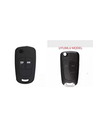 Opel Astra H Corsa D Uyumlu Anahtar Silikon Kılıfı 2 Tuşlu Model Siyah Renk