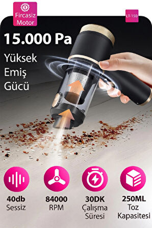 Westus 15000Pa Güçlü Vakumlu Kablosuz Islak Kuru-Üflemeli Led Işıklı Araç Süpürgesi - El Süpürgesi - Yeni 2025