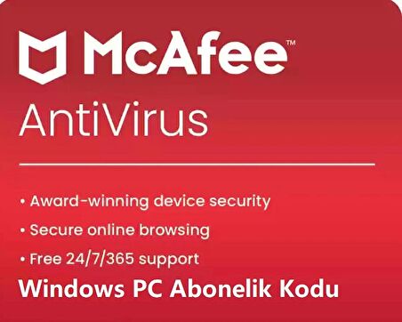 Mcafee Antivirus 1 Cihaz 1 Yıl - Mcafee Offical Key