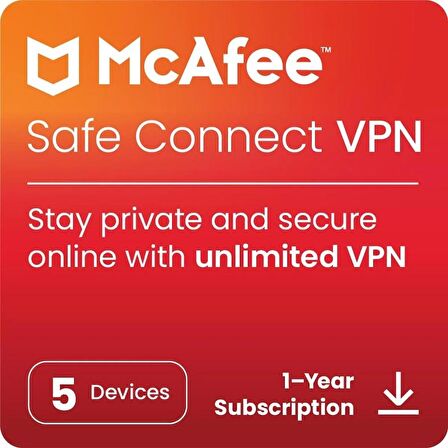 McAfee Safe Connect VPN - 5 Cihaz 1 Yıl McAfee Offical Key